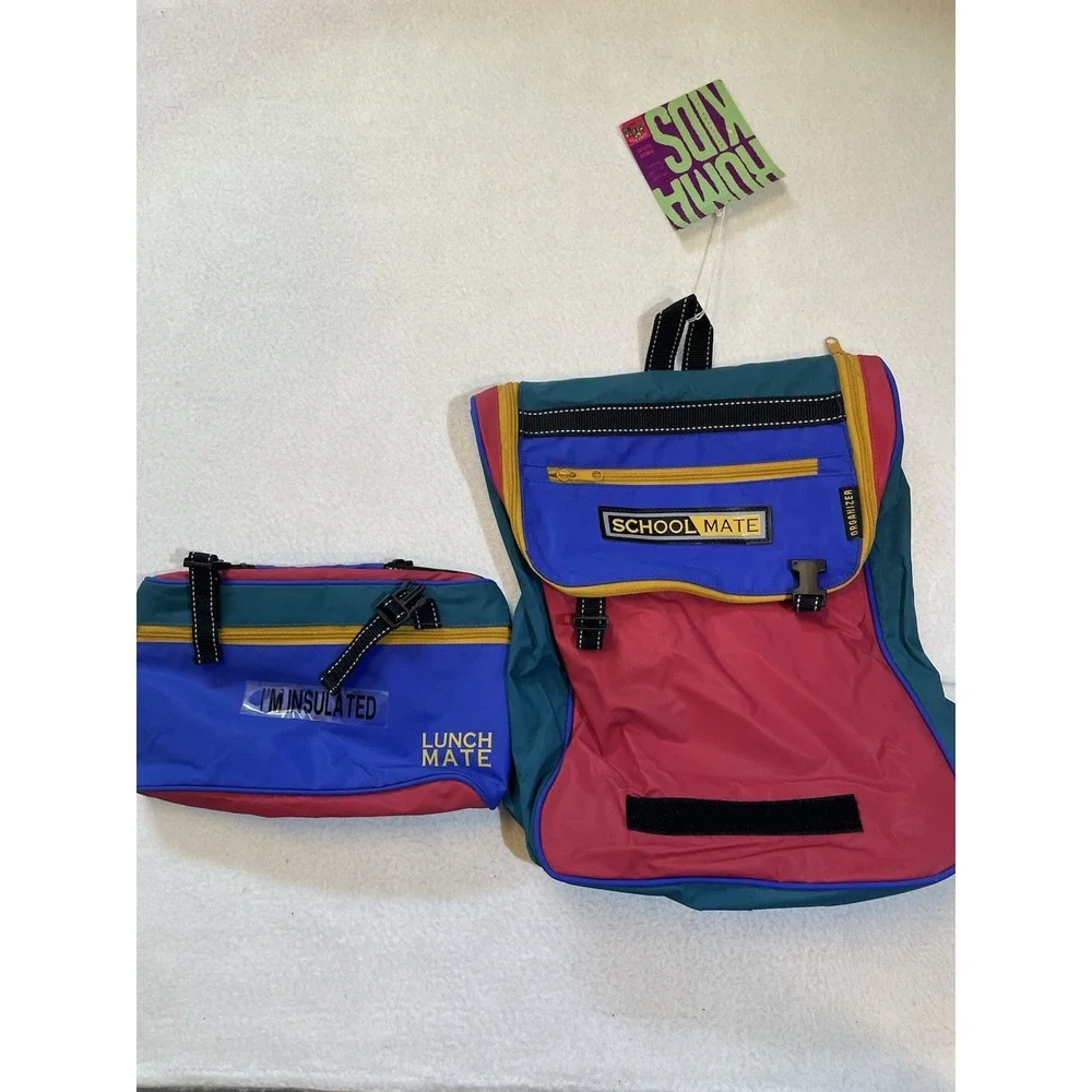 Schoolmate Back Pack Lunchbox Cooler Vintage 90s Colorful‎ Kids School Supplies
